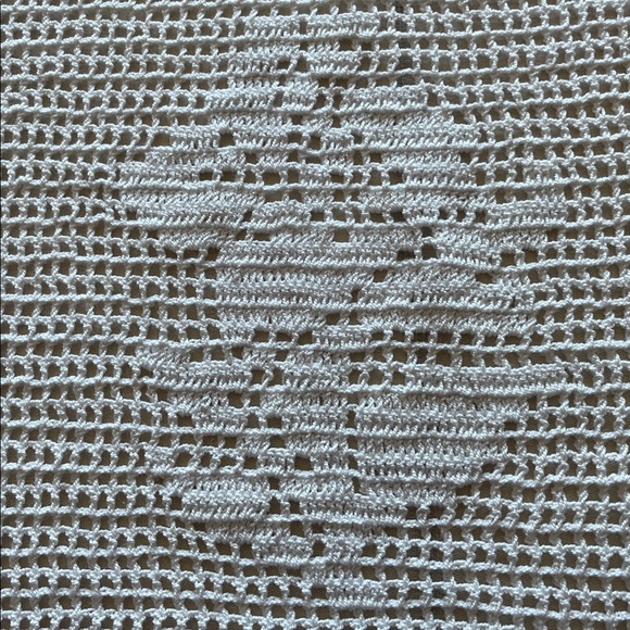 Rustic Handmade White Crochet Table Runner - Picture 3 of 4